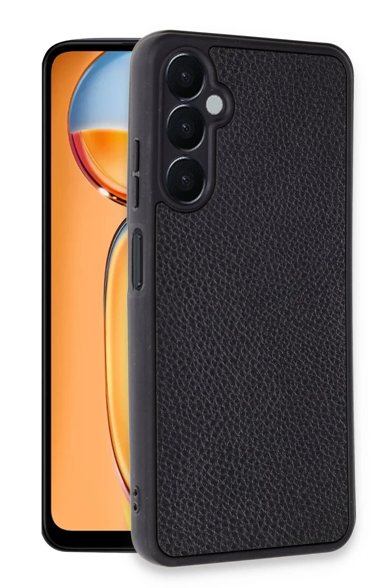 Samsung Galaxy A56 Uyumlu Kılıf Aras Deri Kapak - Siyah