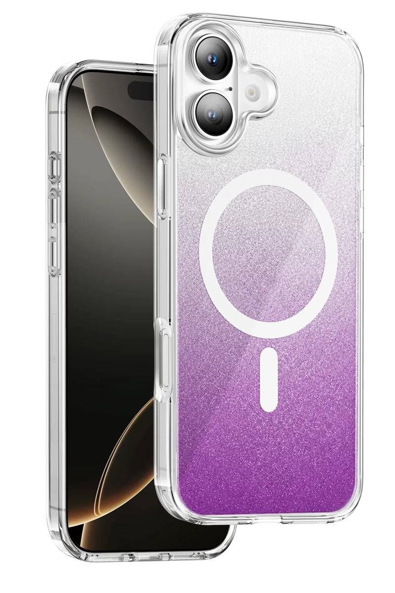 Onegif Apple iPhone 16 Uyumlu Sora Simli Magsafe Kapak - Mor