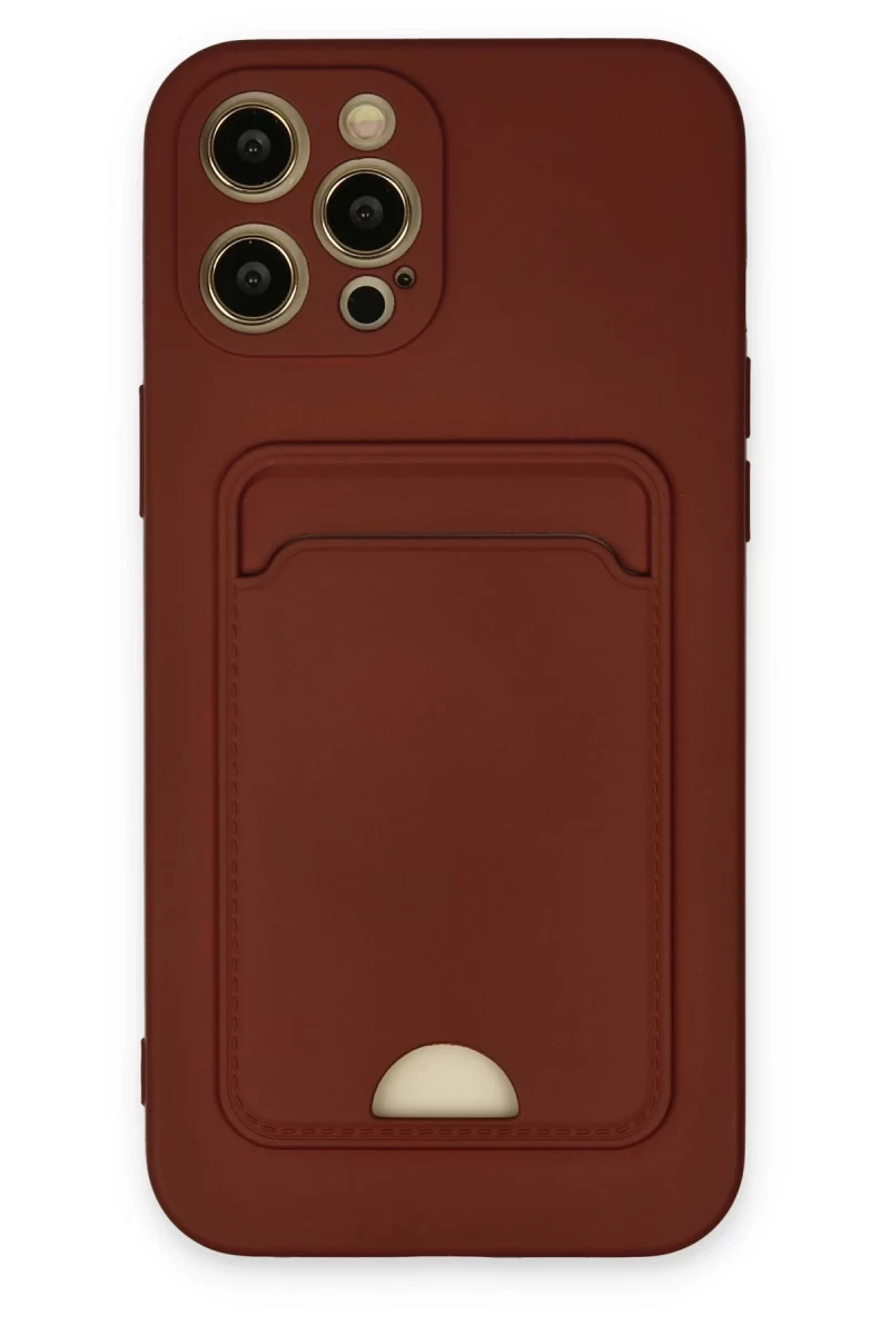 Apple iPhone 12 Pro Max Uyumlu Kılıf Kelvin Kartvizitli Silikon - Bordo