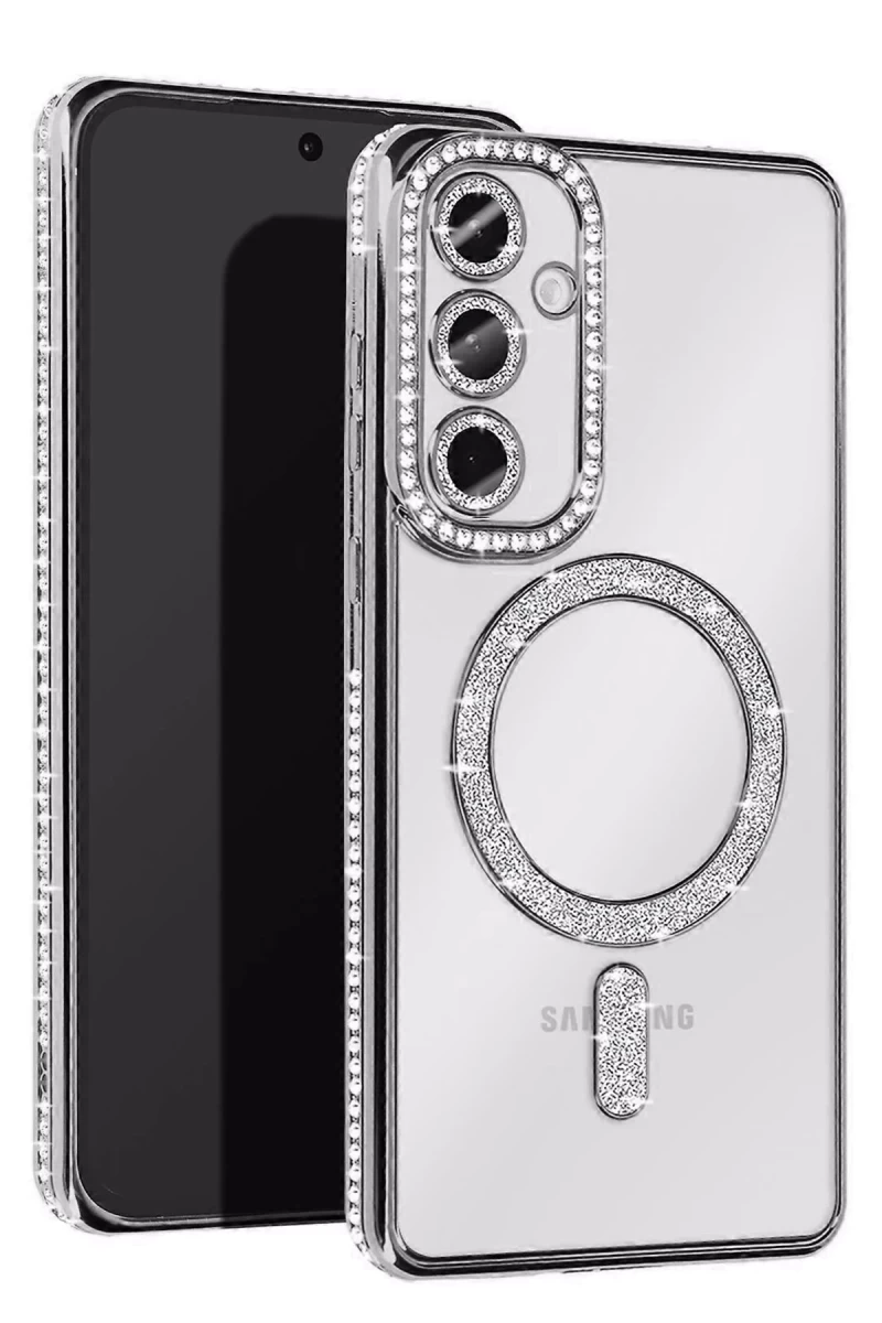 Samsung Galaxy A17 5G Uyumlu Joke Simli Magneticsafe Kılıf - Gümüş