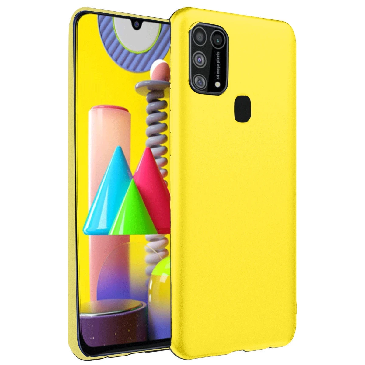 Samsung Galaxy M31 Kılıf Nano içi Kadife Silikon - Sarı