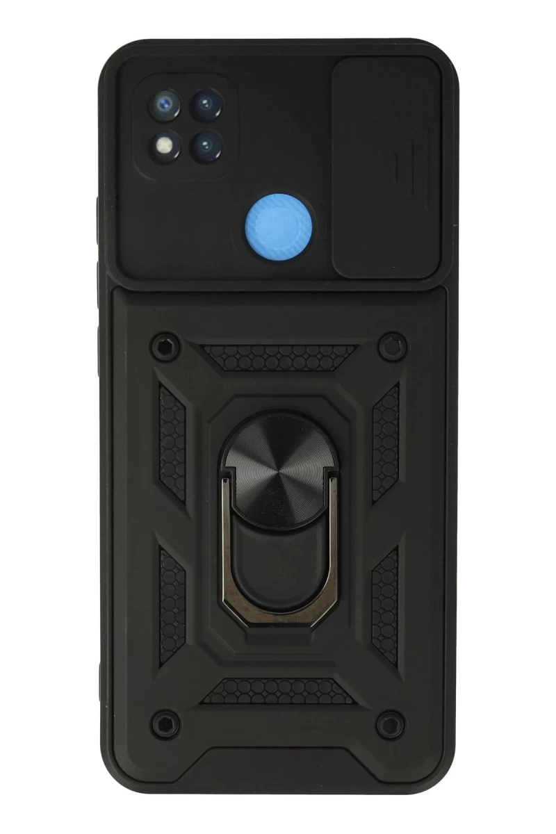 Xiaomi Redmi 9C Uyumlu Kılıf Pars Lens Yüzüklü Silikon - Siyah