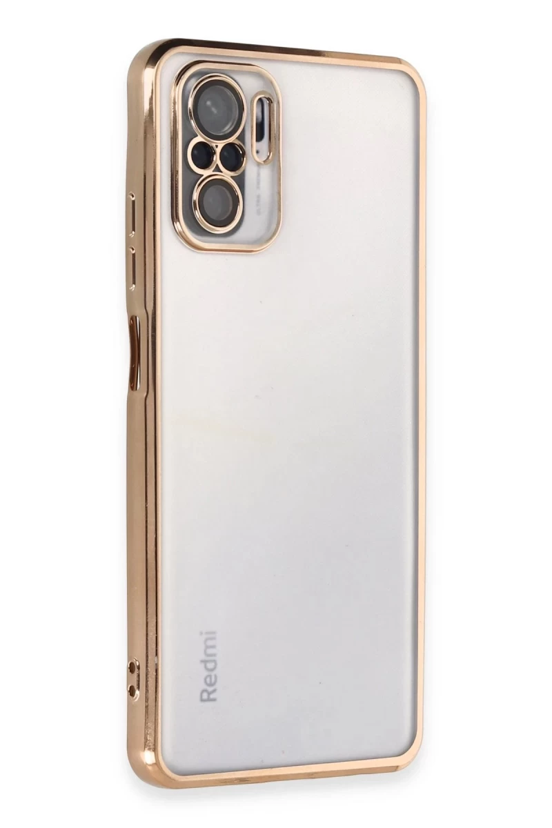 Xiaomi Redmi Note 10 Uyumlu Kılıf Lensli Silikon - Gold