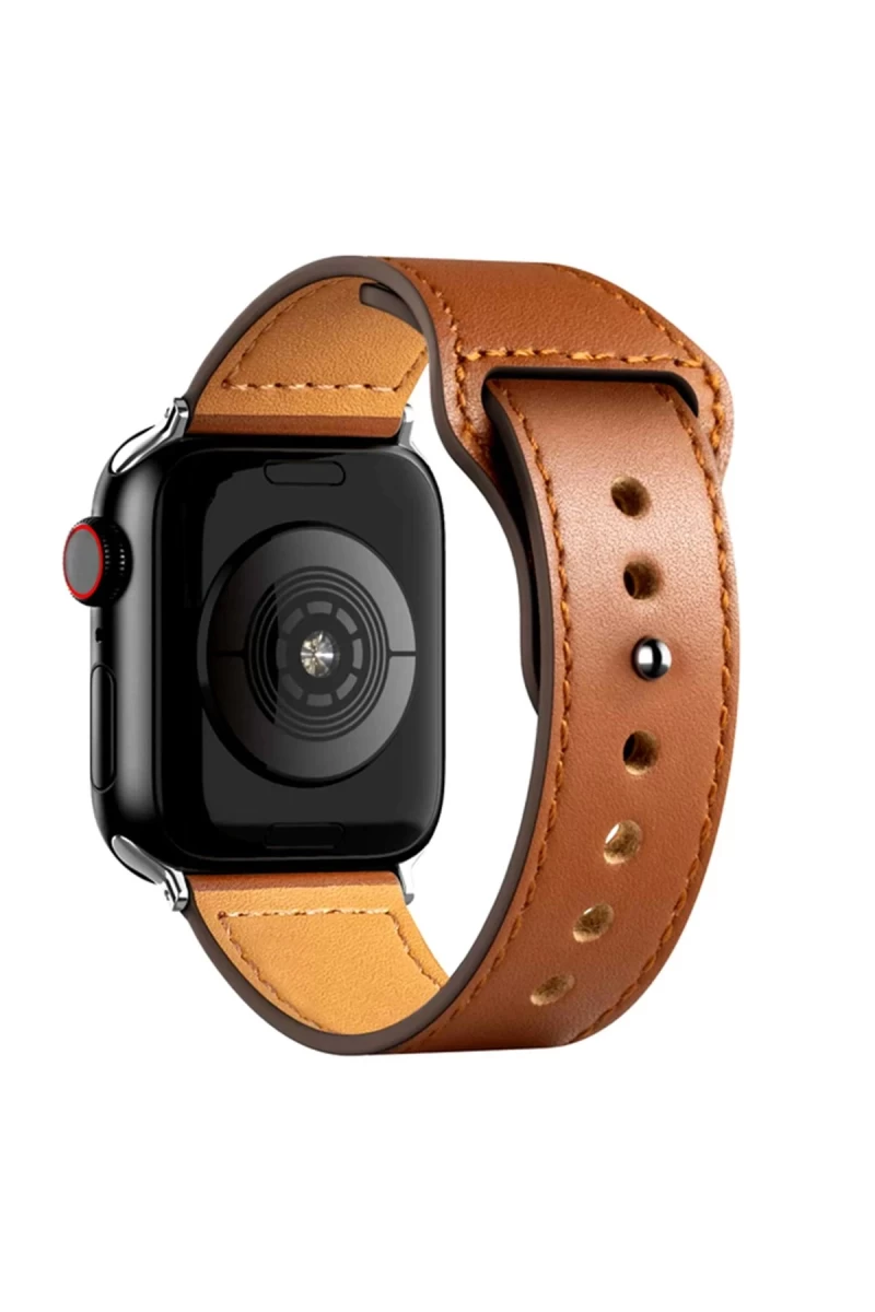 Apple Watch 42mm Uyumlu KR415 Luaz Deri Kordon - Kahverengi