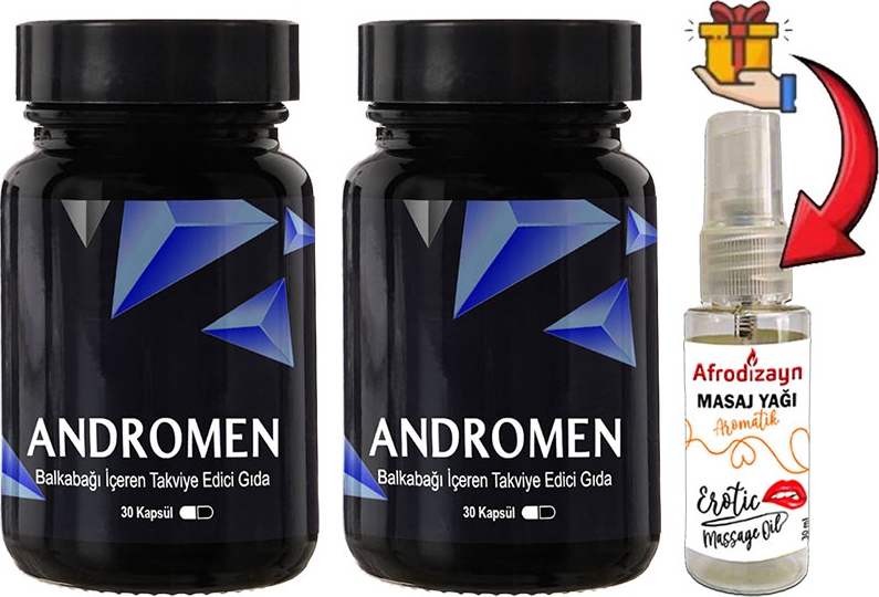 Anrdomen 2 Kutu Erkeklere Özel Yoğun Balkabağı Ekstratı Içeren 30 Lu Formül + Afrodizayn Masaj Yağı 30 ml