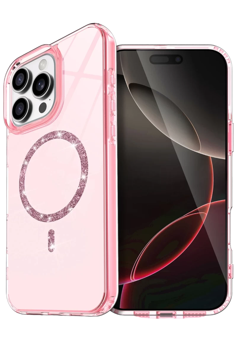 Apple iPhone 16 Pro Uyumlu Live Diamond Magsafe Kapak - Pembe