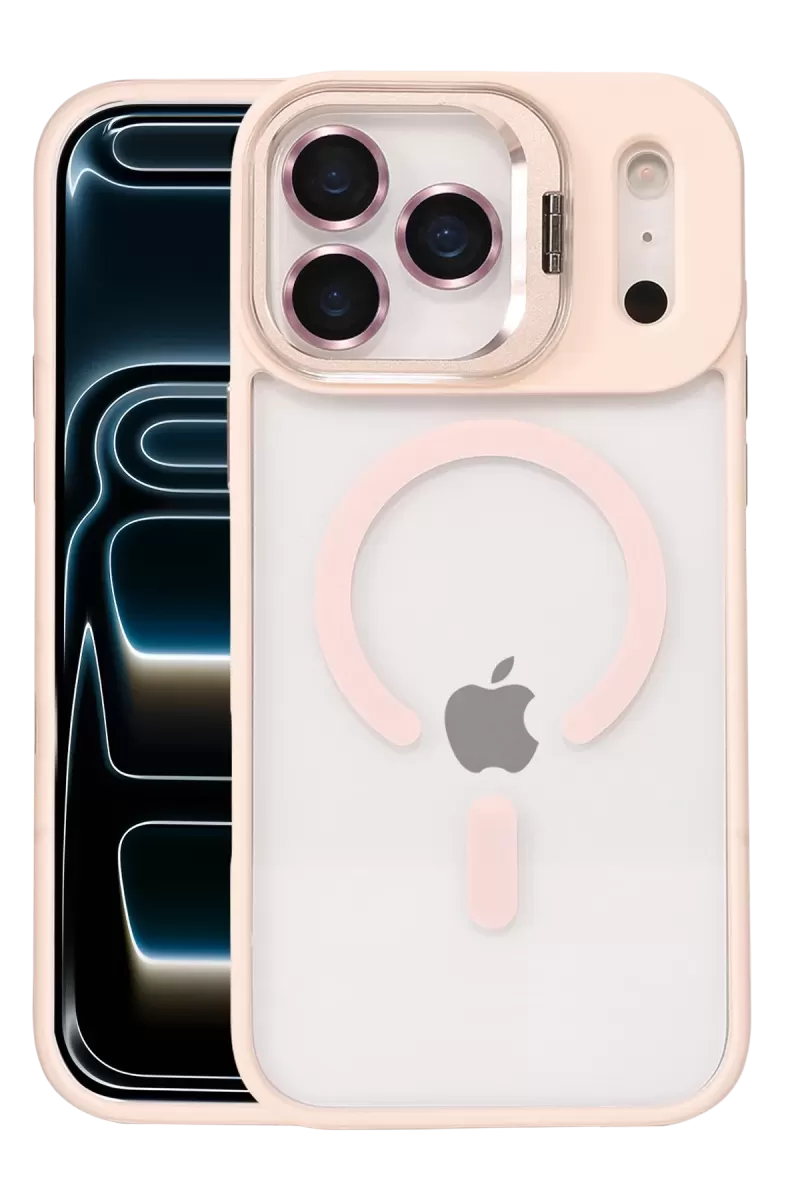 Joko Apple iPhone 17 Pro Max Uyumlu Remim Lensli Magsafe Standlı Kapak - Pembe