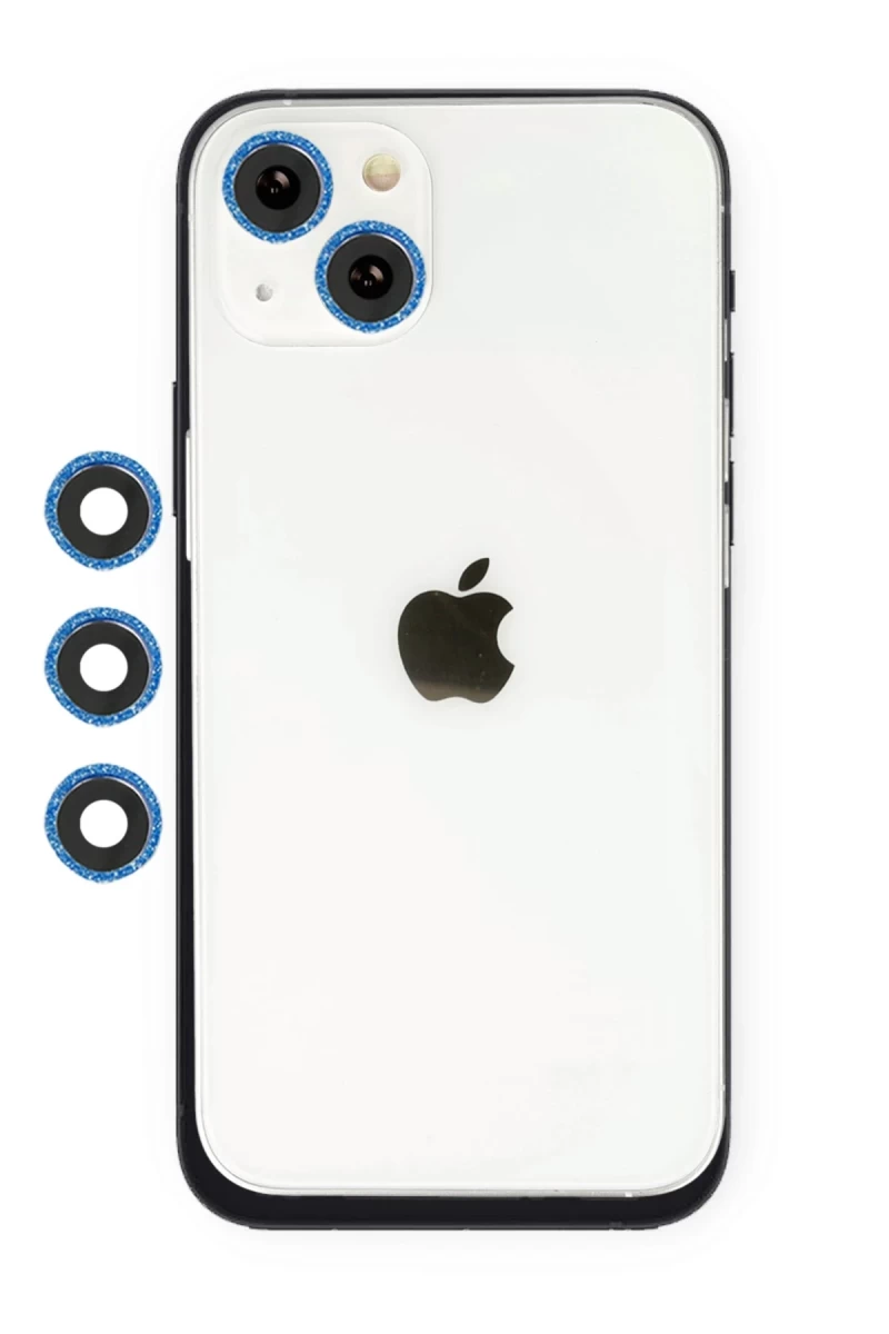 Apple iPhone 14 Uyumlu Shine Kamera Lens - Mavi