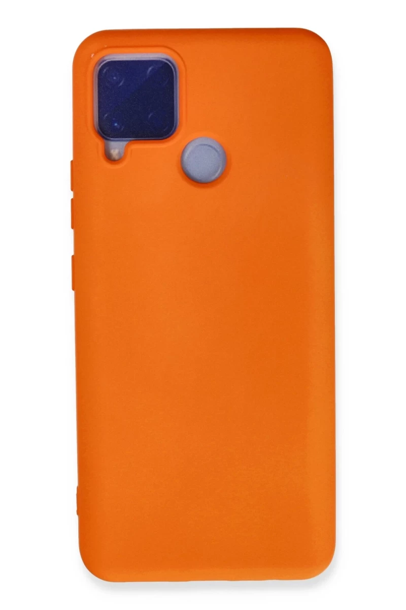 Realme C15 Uyumlu Kılıf Nano içi Kadife Silikon - Turuncu