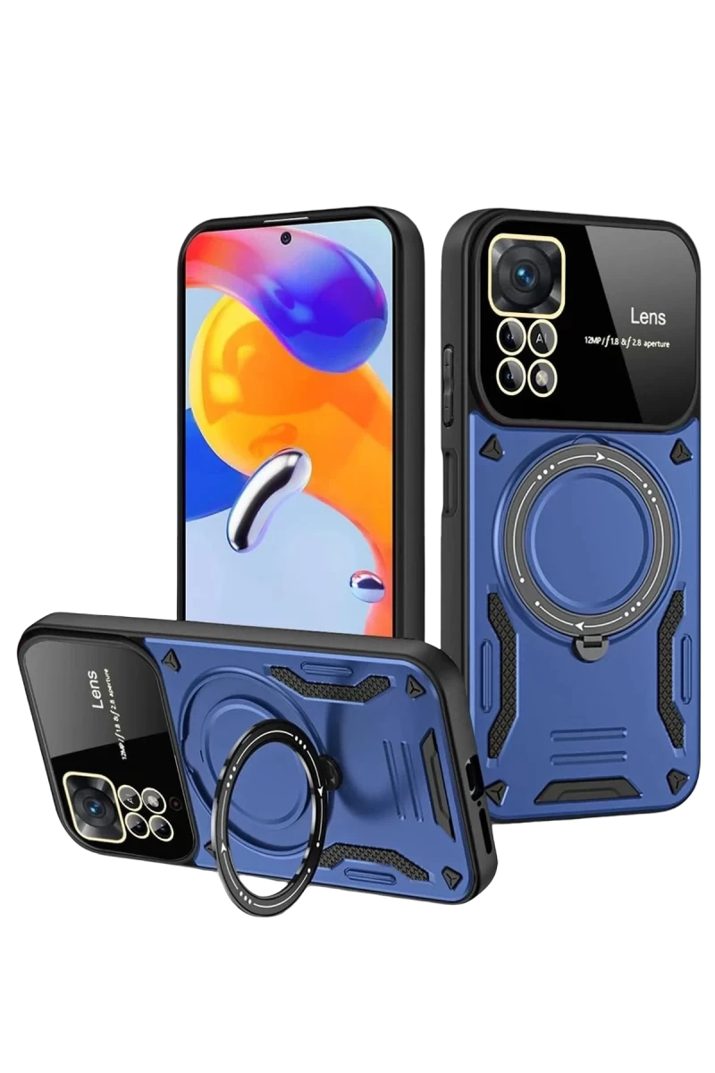 Realme 11 Pro Plus Uyumlu Joy Lens Standlı Kapak - Lacivert