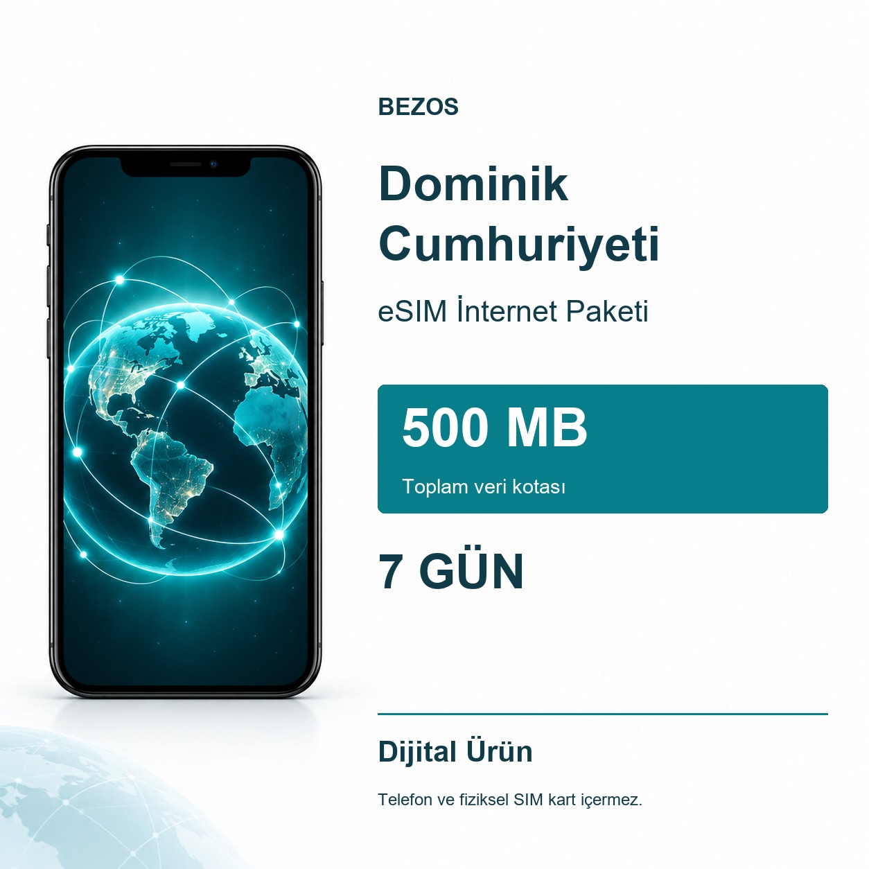 Dominik Cumhuriyeti eSIM İnternet Paketi 500 MB 7 Gün
