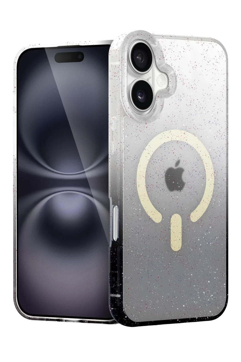 Apple iPhone 16 Plus Uyumlu Pummel Shiny Magsafe Kapak - Siyah