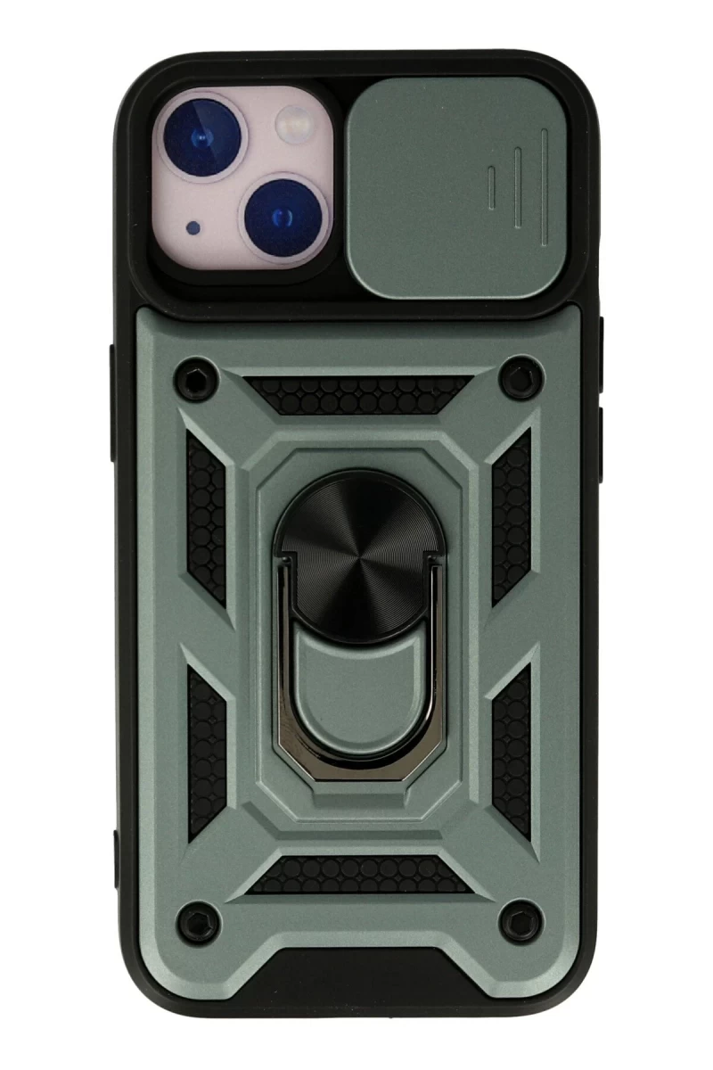 Apple iPhone 13 Uyumlu Kılıf Pars Lens Yüzüklü Silikon - Yeşil