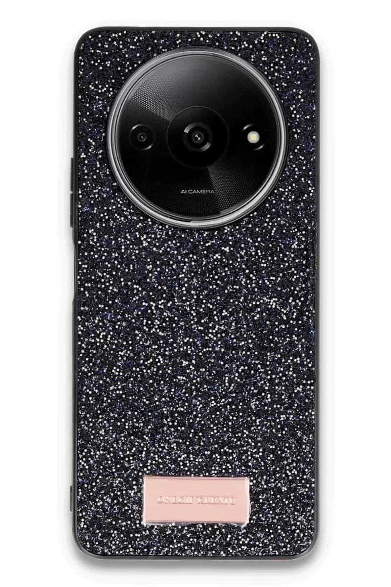 Onegif Xiaomi Redmi A3 4G Uyumlu Bright Simli Kapak - Siyah
