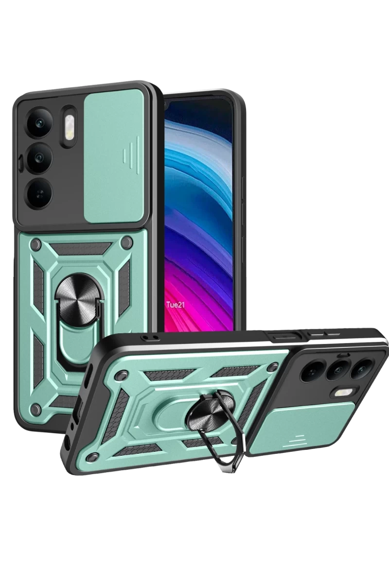 Realme C75 4G Uyumlu Kılıf Pars Lens Yüzüklü Silikon - Yeşil