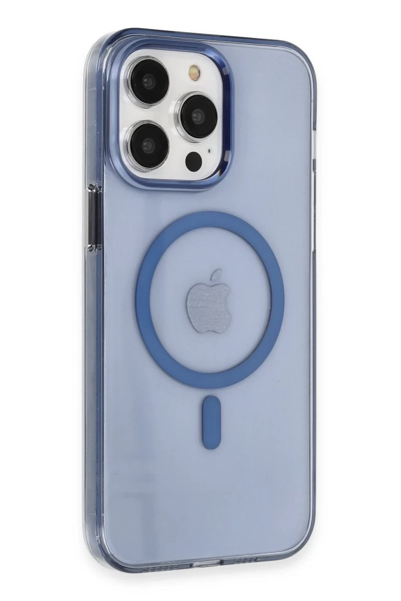 Apple iPhone 14 Pro Max Uyumlu Kılıf Tron Şeffaf Magsafe Kapak - Mavi