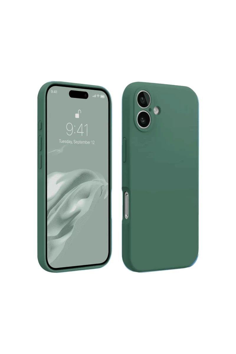 Apple iPhone 16 Plus Uyumlu Kılıf First Silikon - Koyu Yeşil