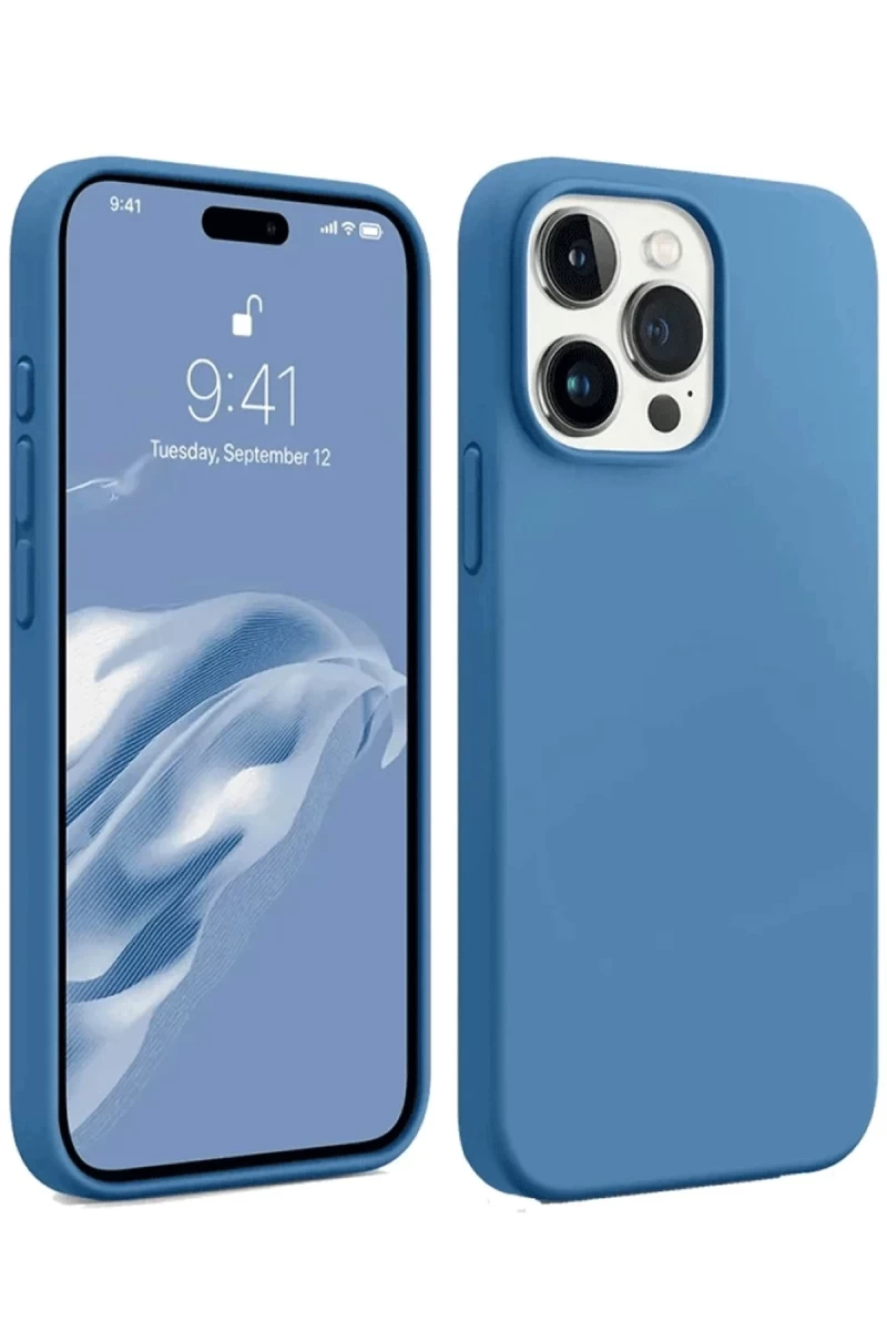 Apple iPhone 15 Pro Max Uyumlu Kılıf First Silikon - Mavi
