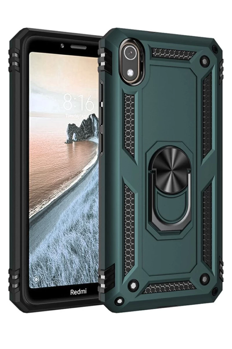 Xiaomi Redmi 7A Uyumlu Kılıf Sofya Yüzüklü Silikon Kapak - Yeşil