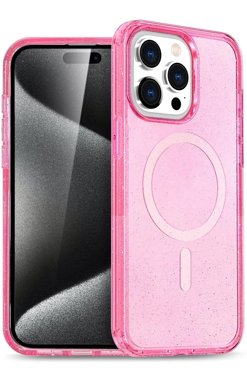 Apple iPhone 14 Pro Max Uyumlu Kılıf Star Magsafe Kapak - Pembe