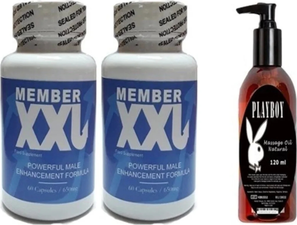 Rekze Member Xxl Erkeklere Özel 60LI 2 Adet Playboy 120 ml Masaj Yağı