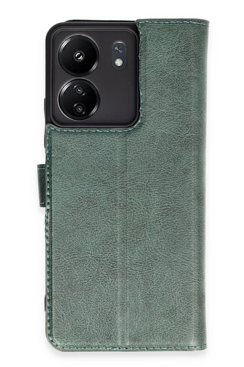 Xiaomi Redmi 13C Uyumlu Kılıf Trend S Plus Kapaklı Kılıf - Yeşil