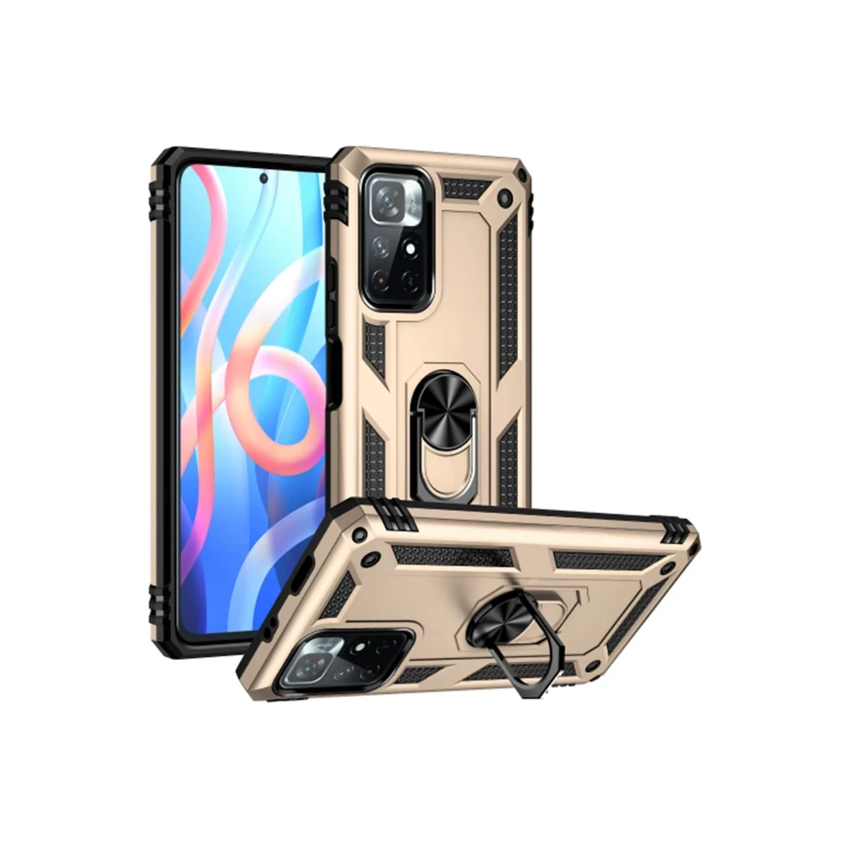 Xiaomi Redmi Note 11T Kılıf Sofya Yüzüklü Silikon Kapak - Gold