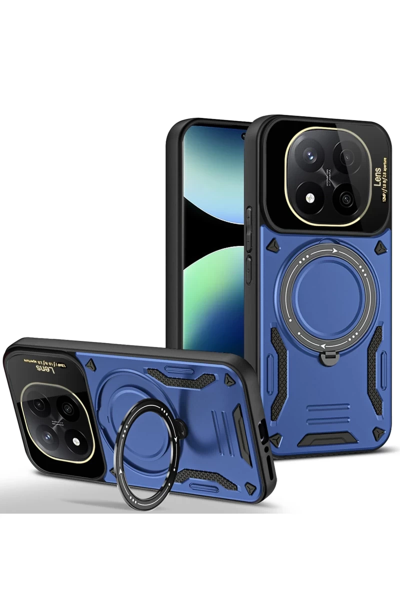 Xiaomi Redmi Note 14 Pro 5G Uyumlu Kılıf Joy Lens Standlı Kapak - Lacivert