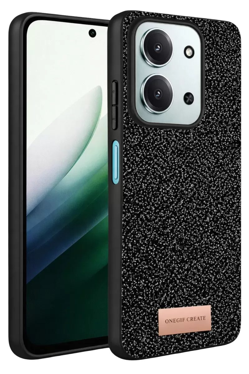 Onegif Xiaomi Redmi 15C 4G Uyumlu Bright Simli Kapak - Siyah