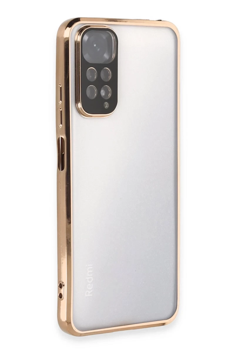 Xiaomi Redmi Note 11 Uyumlu Kılıf Lensli Silikon - Gold