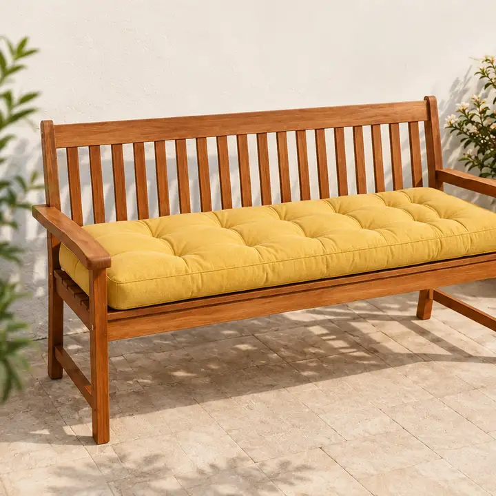 Kapitone Bank Minderi · 100 × 45 × 4 cm | Hardal | İç mekân