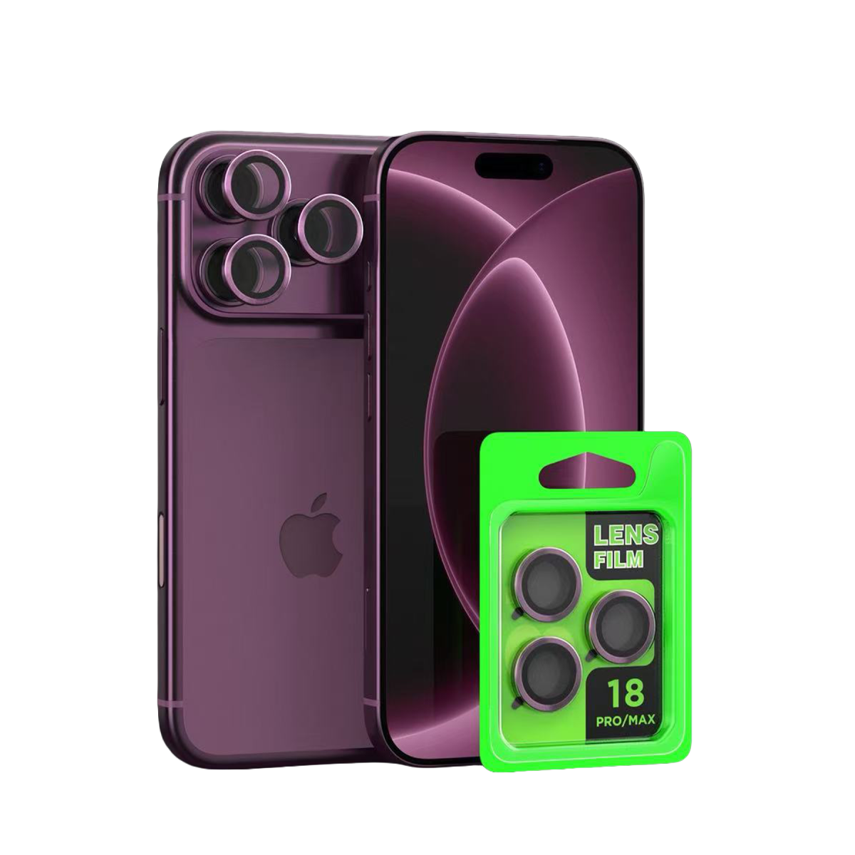 Apple iPhone 18 Pro Uyumlu Raze Metal Kamera Lens - Bordo