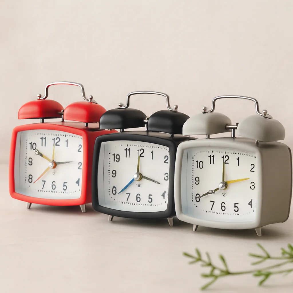 Çift Zilli Metal Masa Alarm Saati (Işıklı, Pilli)