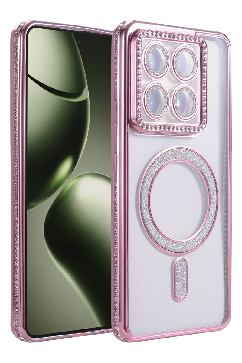 Xiaomi Mi 14T Pro Uyumlu Joke Simli Magneticsafe Kılıf - Pembe