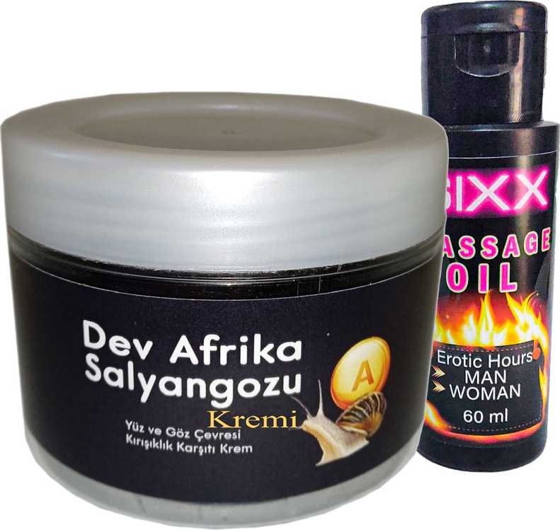 Giant Afrikasalyangozu Kremi Yaşlanma Karşıtı Dev SALYANGOZ100ML + 60 ml Sıxx Erotikmasaj Yağı
