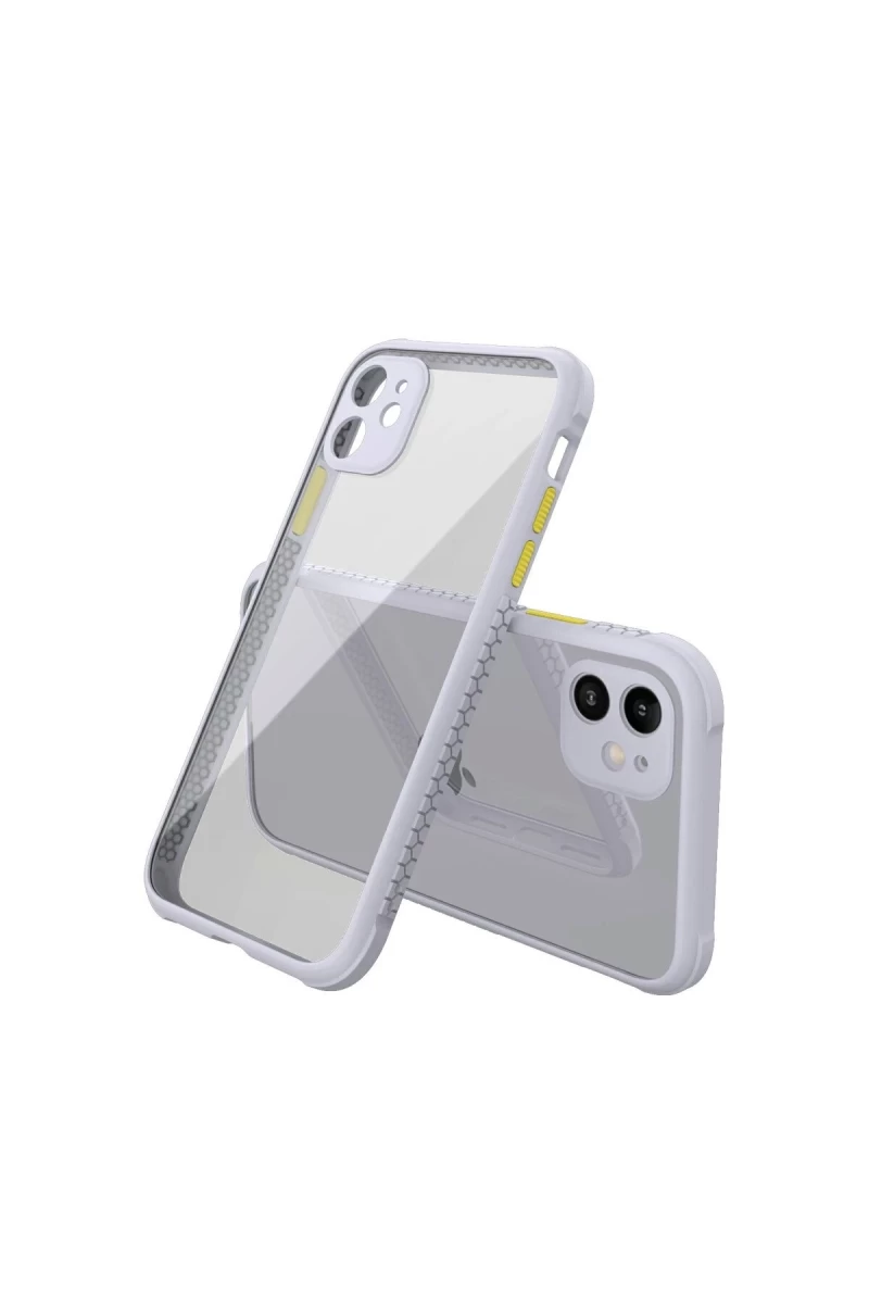 Apple iPhone 12 Mini Uyumlu Kılıf Miami Şeffaf Silikon - Lila