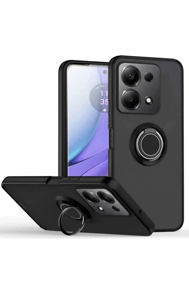 Xiaomi Redmi Note 13 Pro 4G Uyumlu Montreal Yüzüklü Silikon Kapak - Siyah