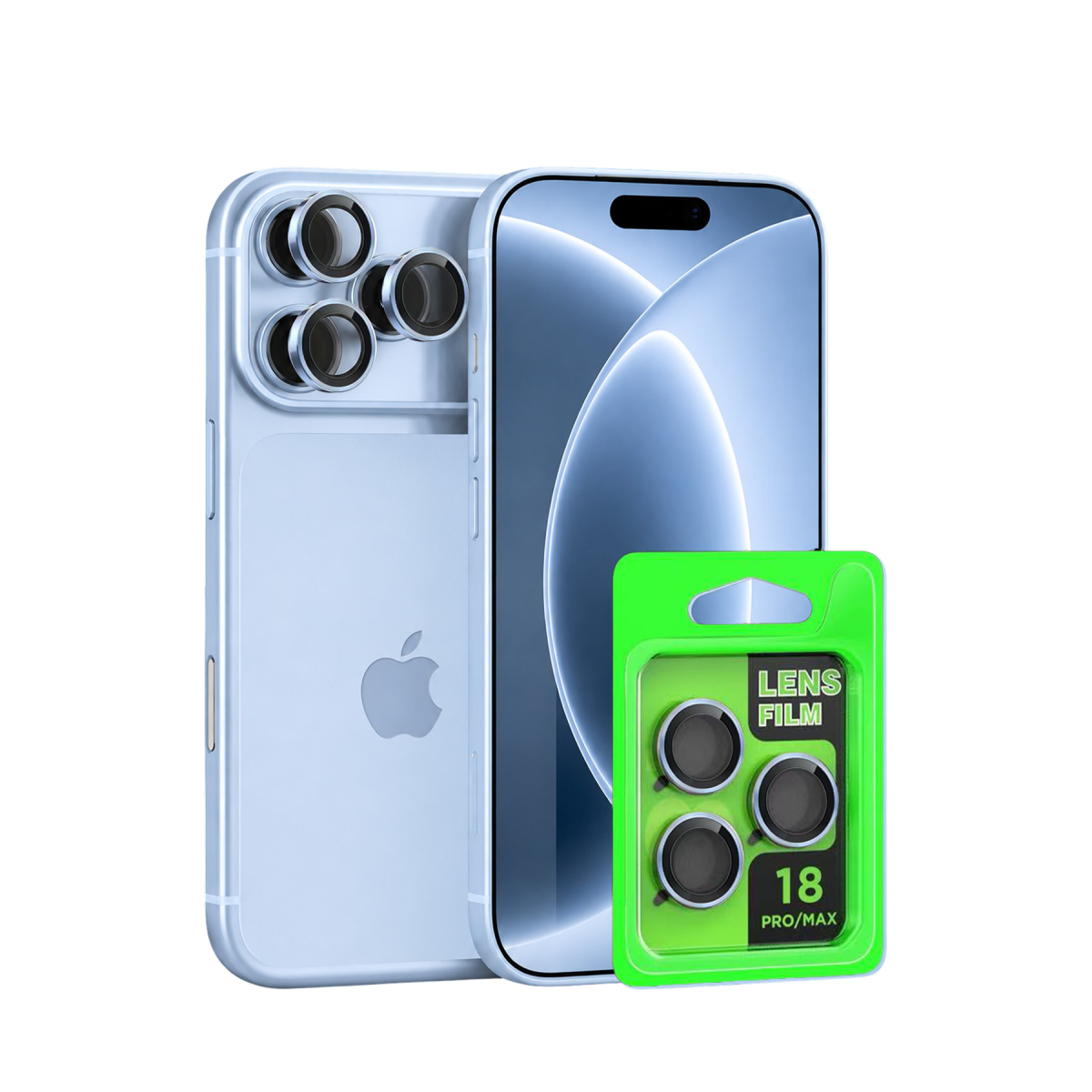 Apple iPhone 18 Pro Max Uyumlu Raze Metal Kamera Lens - Açık Mavi