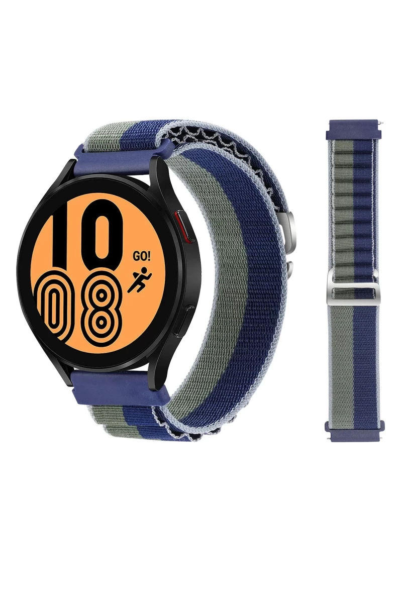 Watch 20mm Uyumlu KR410 Kumaş Kordon - Lacivert-Yeşil