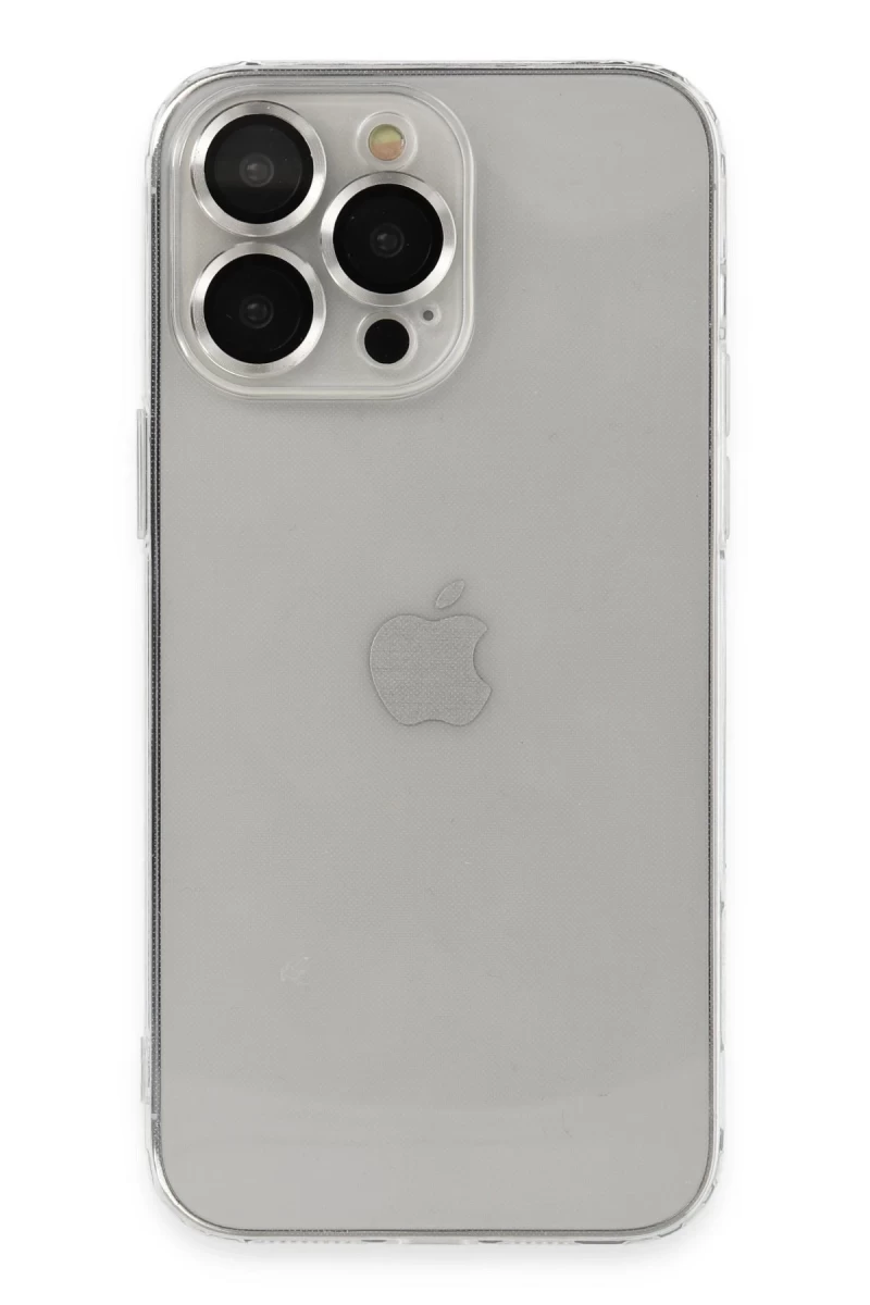 Apple iPhone 13 Pro Max Uyumlu Kılıf Luko Lens Silikon - Gümüş