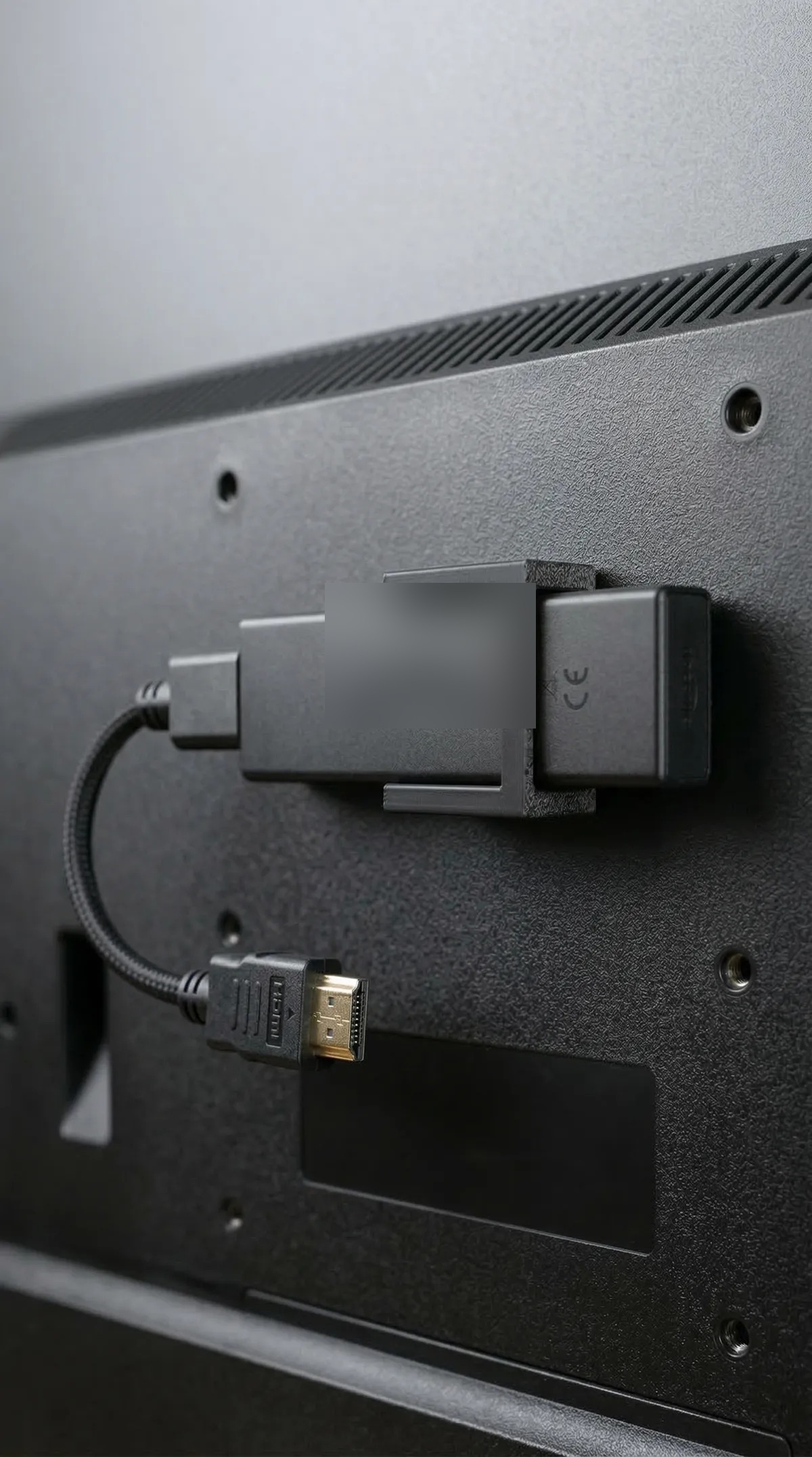 3D Baskı HDMI Medya Çubuğu Tv Arkası Montaj Aparatı Gerilim Azaltıcı Yapıştırmalı Tutucu Siyah