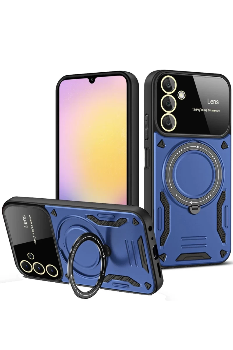 Samsung Galaxy A15 4G Uyumlu Kılıf Joy Lens Standlı Kapak - Lacivert