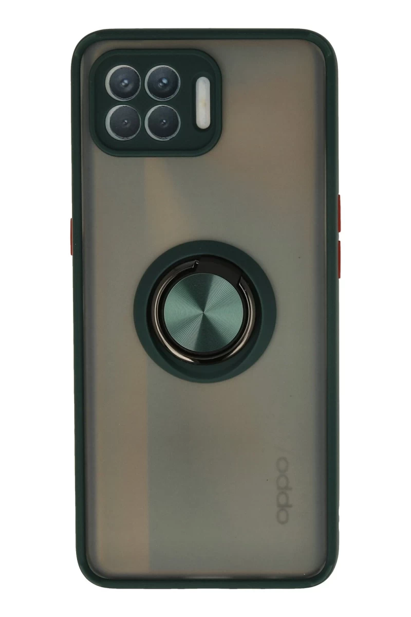 Oppo Reno 4 Lite Uyumlu Kılıf Montreal Yüzüklü Silikon Kapak - Yeşil
