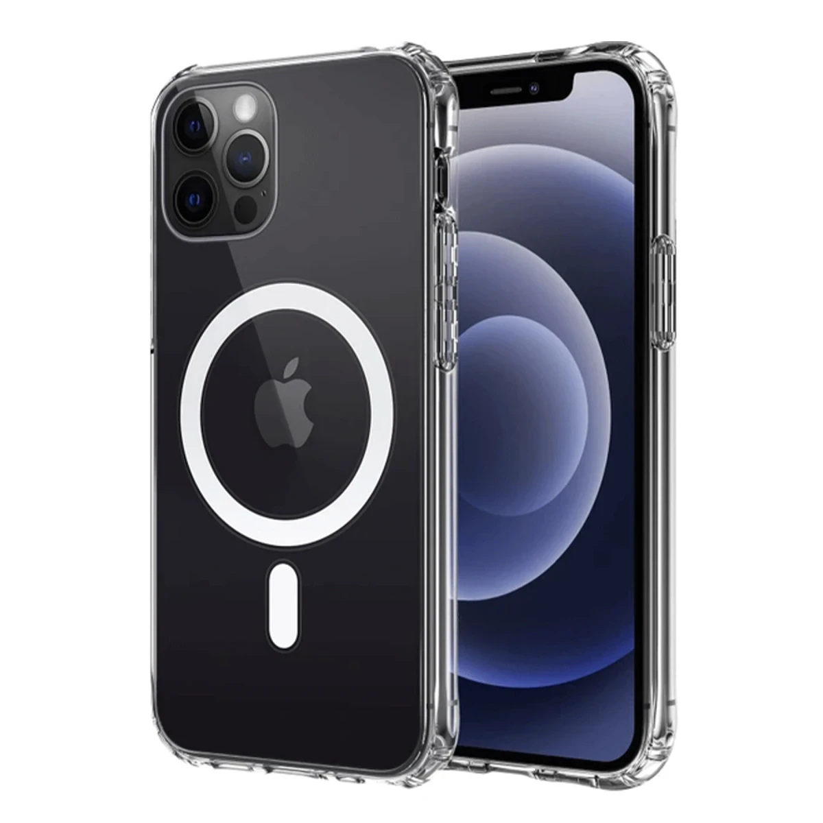 Apple iPhone 12 Uyumlu Kılıf Magneticsafe Şeffaf Silikon - Şeffaf