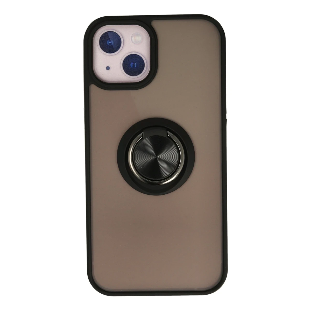 Apple iPhone 13 Uyumlu Kılıf Montreal Yüzüklü Silikon Kapak - Siyah