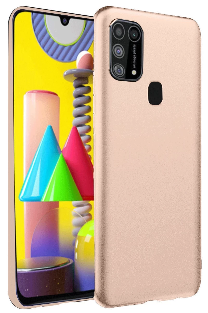 Samsung Galaxy M31 Uyumlu Kılıf Nano içi Kadife Silikon - Pudra