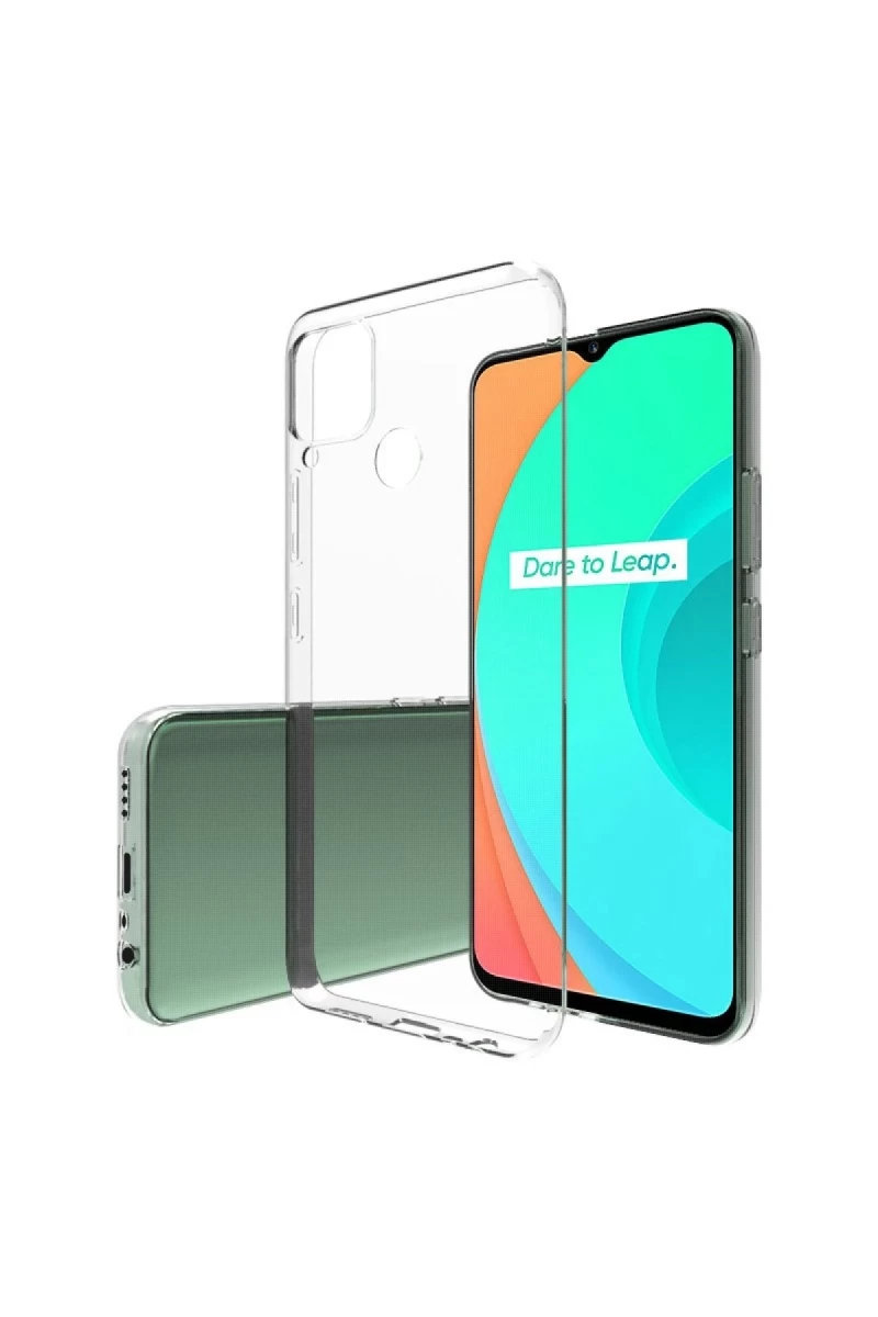 Realme C15 Uyumlu Kılıf Lüx Şeffaf Silikon