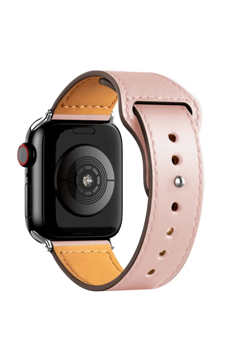 Apple Watch 38mm Uyumlu KR415 Luaz Deri Kordon - Pembe
