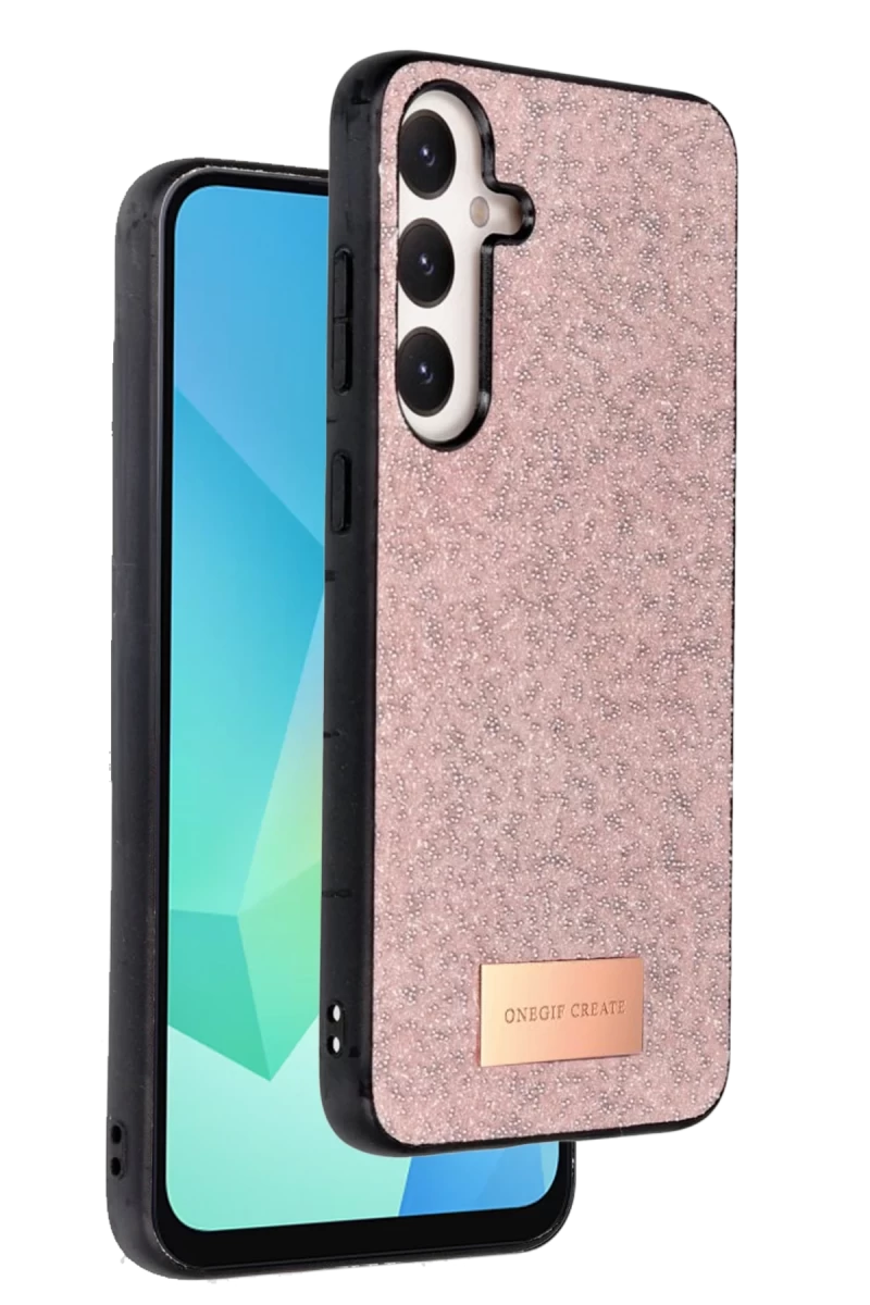 Onegif Samsung Galaxy A56 Uyumlu Bright Simli Kapak - Pembe