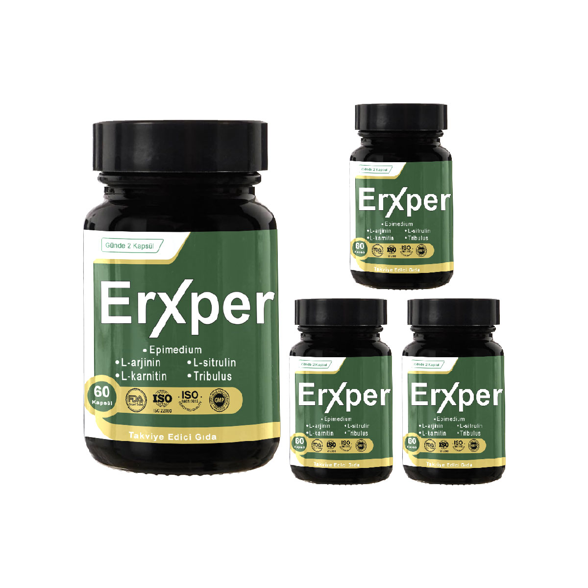 Erxper 60 Kapsül 4 Adet - L-Karnitin, L-Arjinin, Epimedium ve Tribulus İçerikli Takviye Edici Gıda
